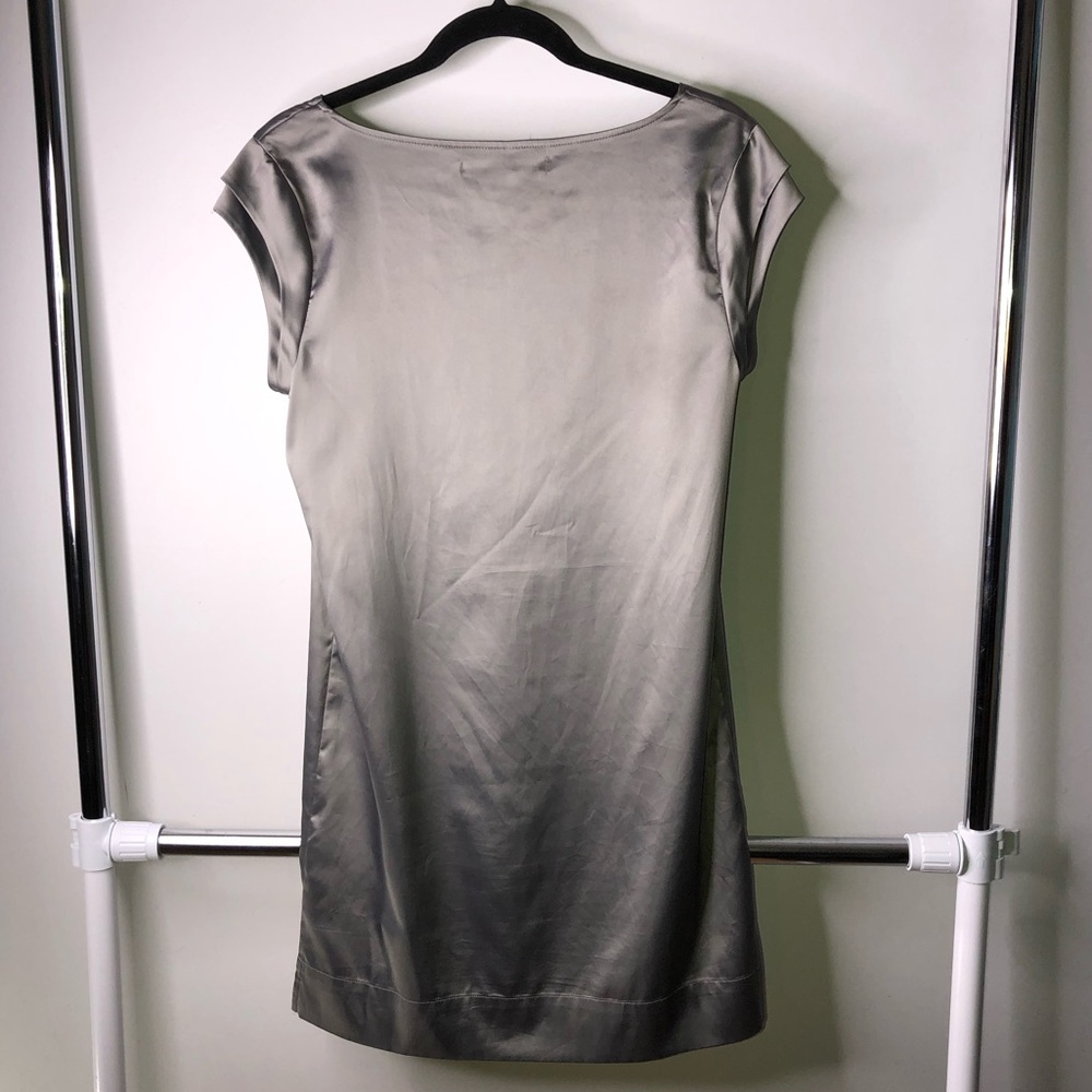 LC Lauren Conrad Silver Satin Floral Shift Small Dress - Picture 3 of 11